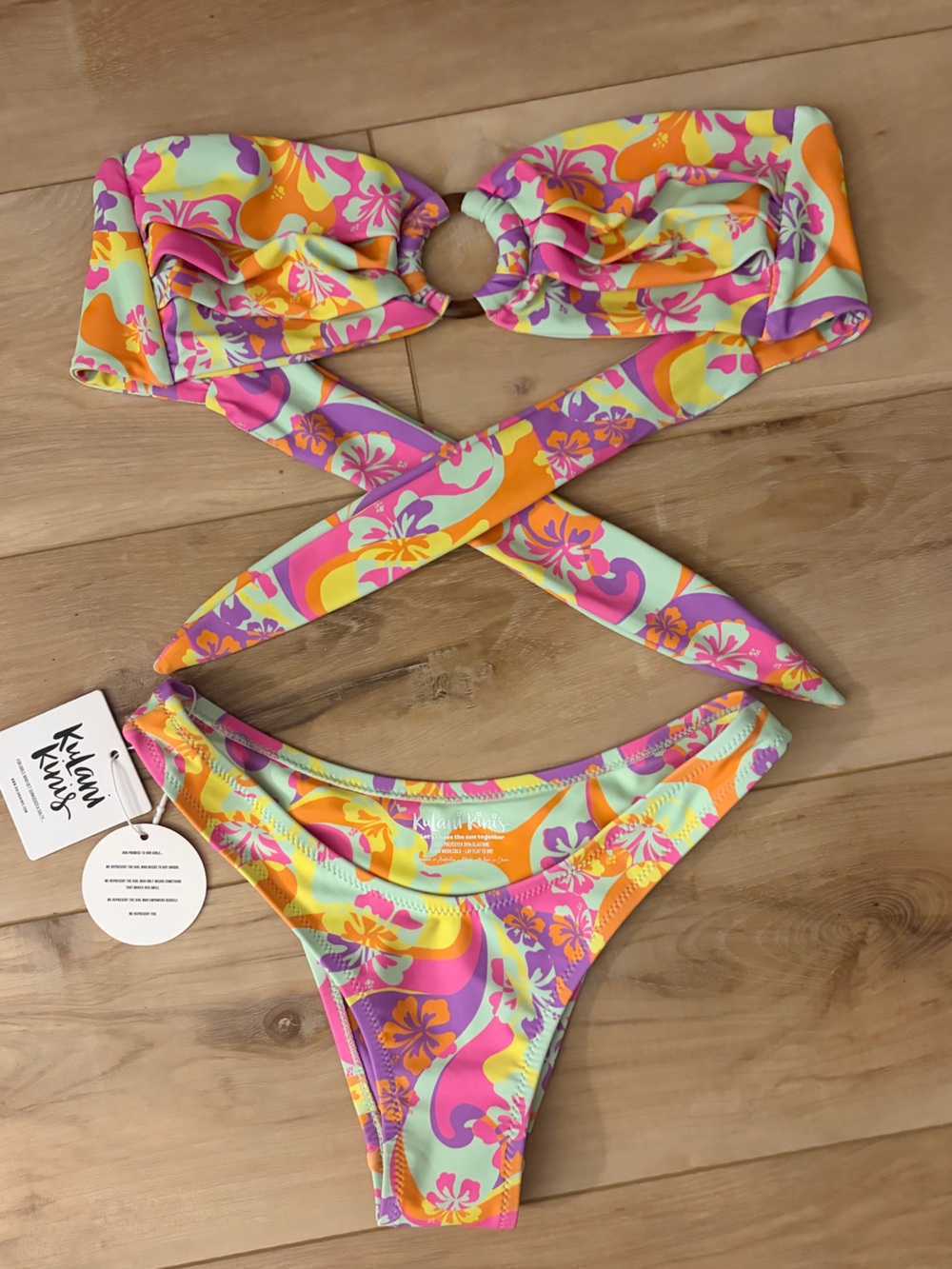Kulani Kini Surf Tropical Floral Bikini set - Mint, Pink & Orange